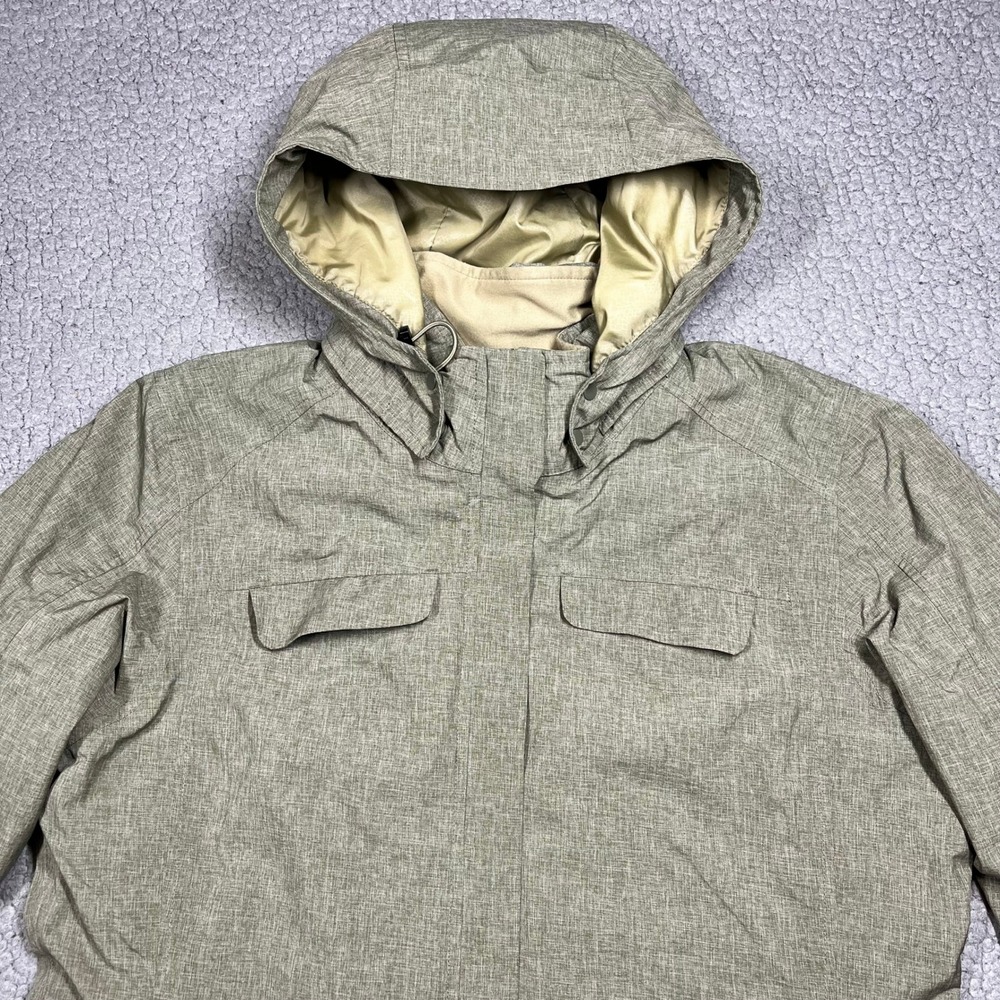 REI Womens Hooded Rain Parka Jacket Green Longline Trench Coat Size L RN37249 - Picture 2 of 12
